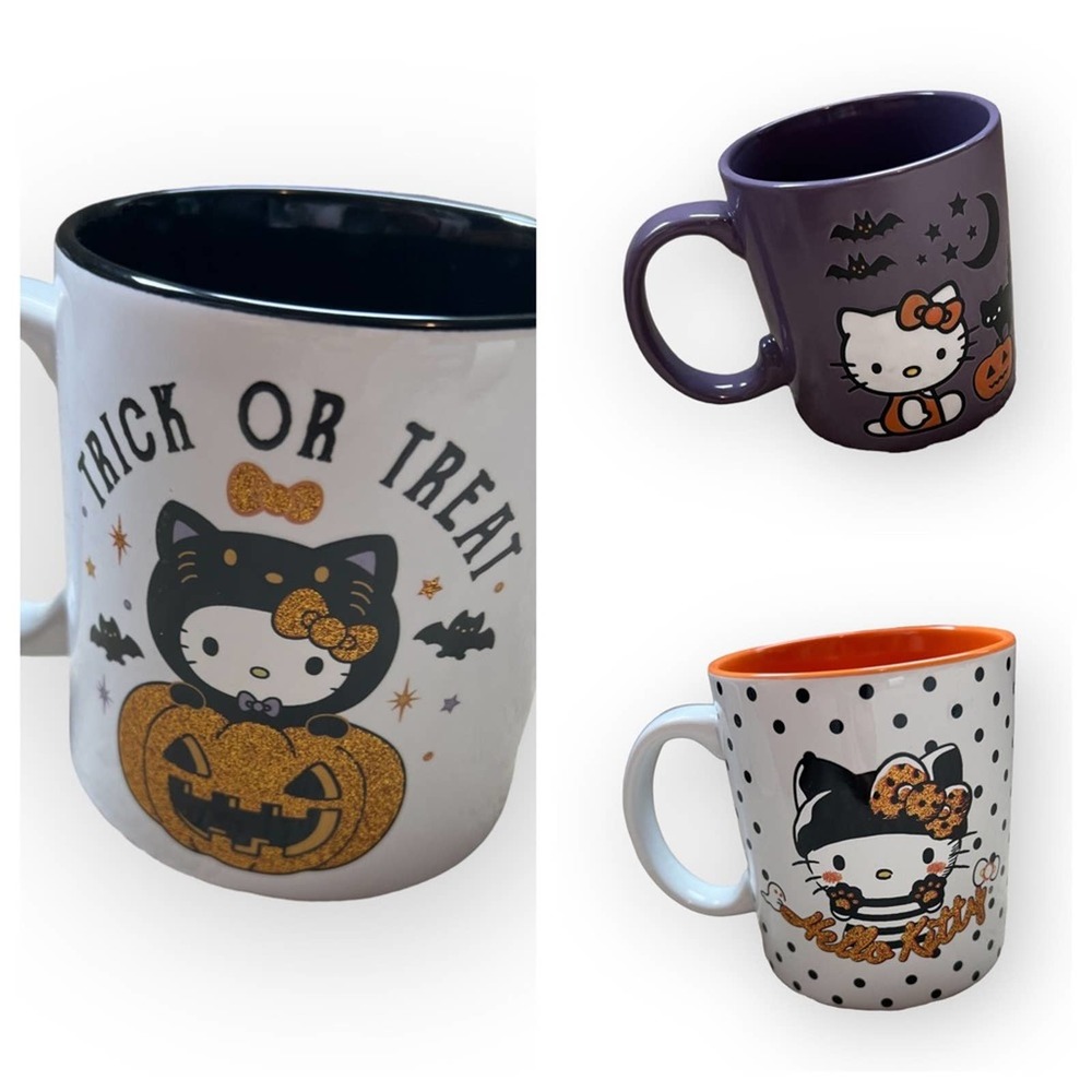 Set of three viral htf new hello kitty Halloween mugs